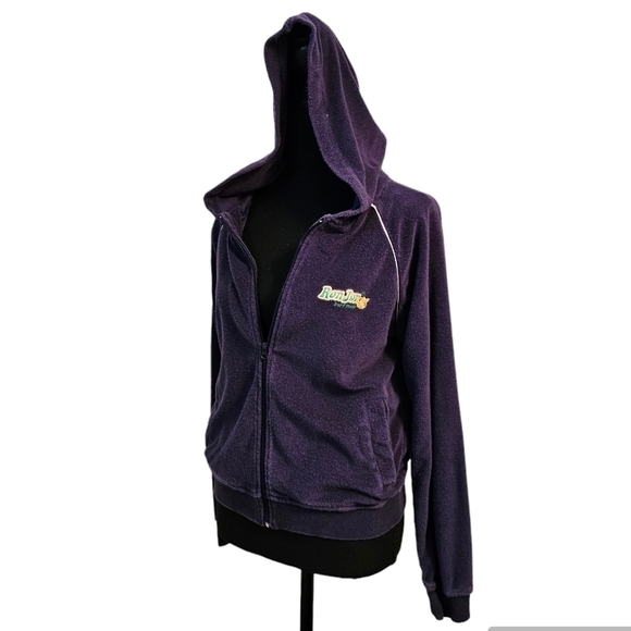 Ron Jon Surf Shop Terry Cloth Hooded Zip Up Track Jacket Dark Blue Size S - Picture 3 of 8